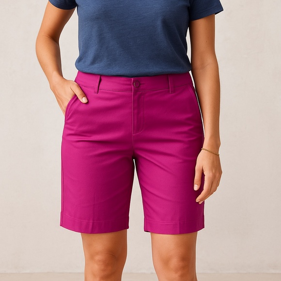 GAP Hot Pink Hip Slung Fit Lower Rise Tailored Bermuda Shorts Size 4 - Picture 1 of 14